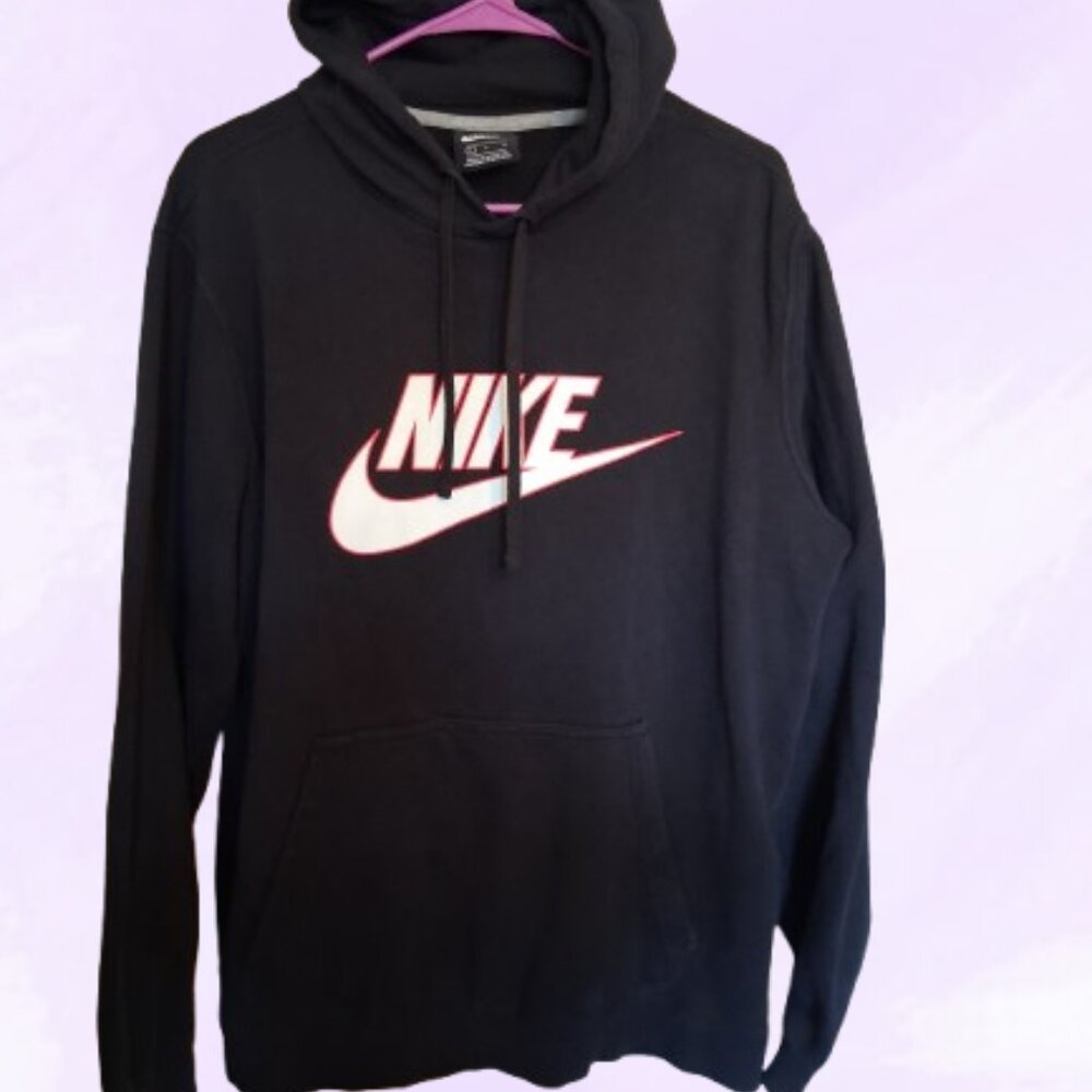 NIKE style AJ6352-010 Men's Futura Fleece Pullover Hoodie in black, white large